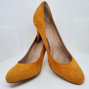 Lands End Womens Shoes Ashby #420515 Soft Suede High Heel Pumps Orange Sz 9.5 B